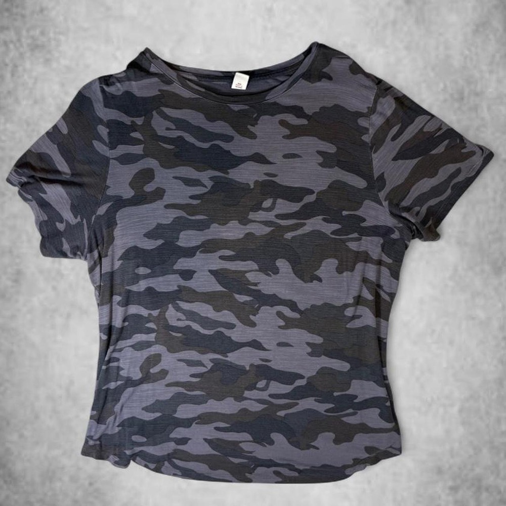 Old Navy Luxe Camo Short Sleeve T-Shirt Womens Large Grey Black Camouflage